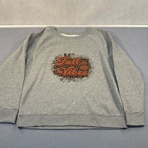 Time and Tru Gray Sweatshirt w/custom print “Fall Vibes” design Size Large